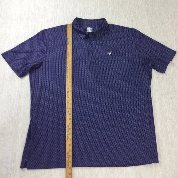 Callaway Polo Shirt Mens 2XL Navy Golf Performance Short Sleeve Slit Pullover - Picture 10 of 10